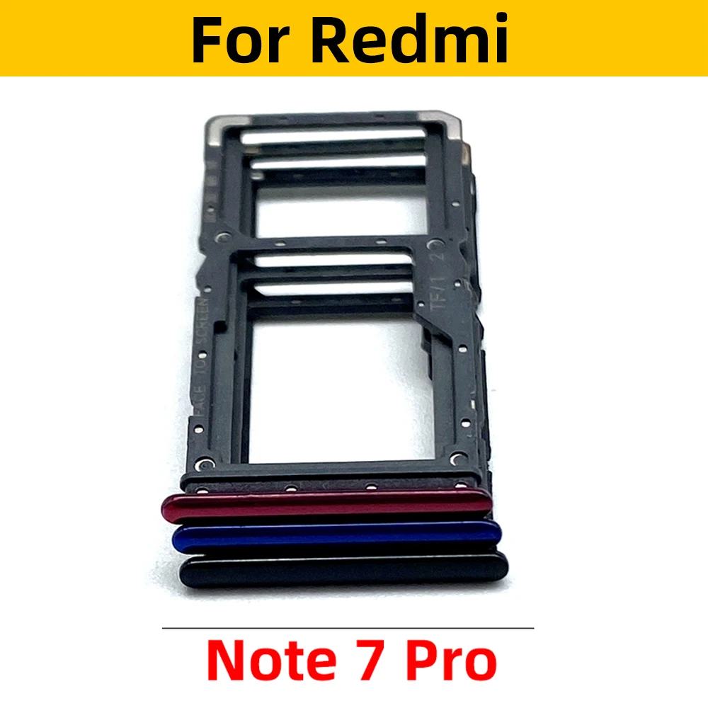 Cartão SIM Tray Chip Slot Gaveta, Suporte, Acessórios Adaptador, Peça de reparação para Xiaomi Redmi Note 9S Note 9 7 Pro, Pin, Novo