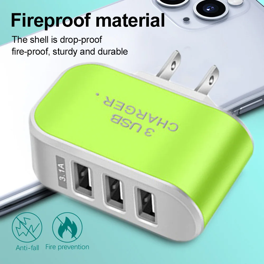 3 Ports Charger Station USB US Charger Wall Home Travel AC Adapter for Huawei Xiaomi iPhone Candy Colors