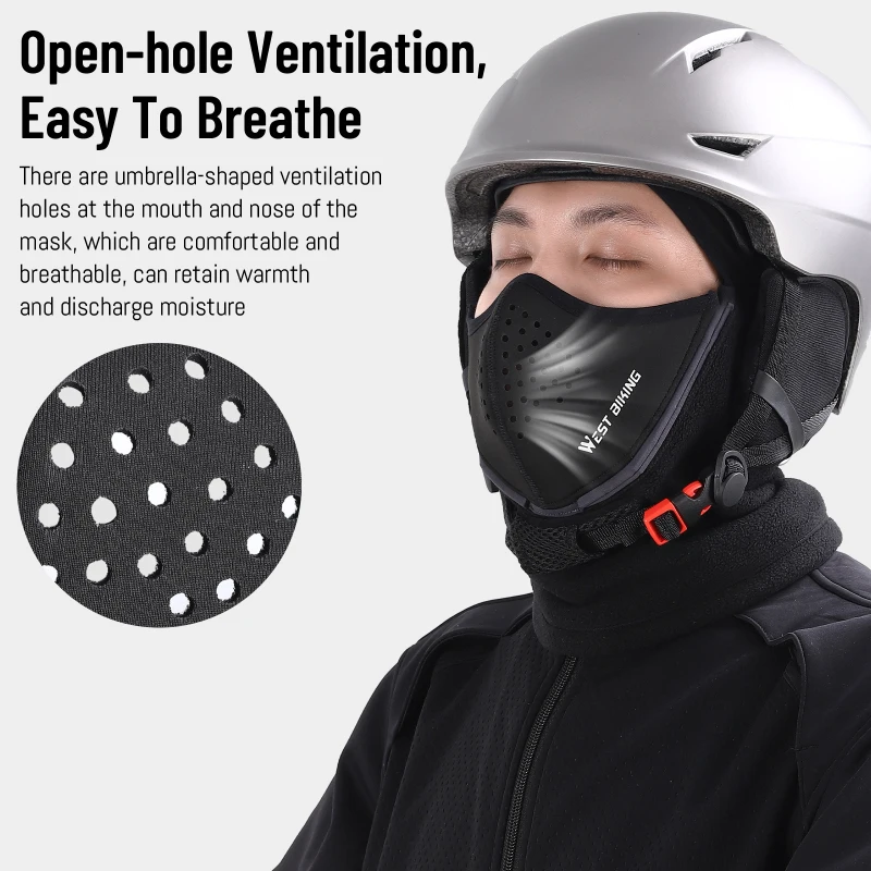 WEST BIKING Magnetic Thermal Mask Winter Windproof Warm Balaclava Cap Outdoor Sports Skiing Hiking Breathable Cycling Headgear