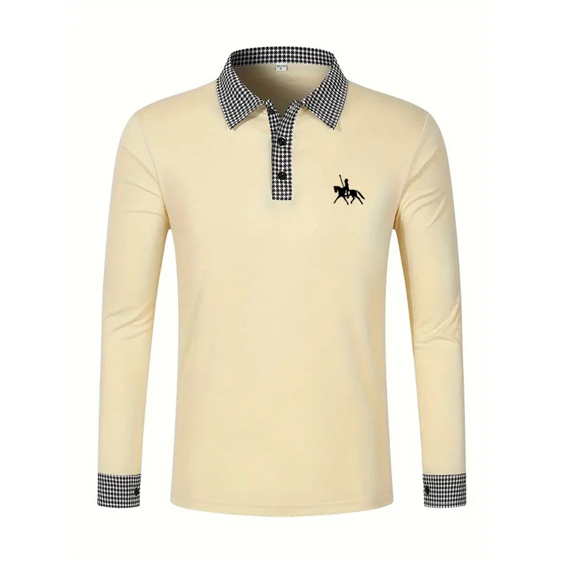 Spring and Autumn Men's Long Sleeve Polo Shirt Classic Business Office T-shirt Male Street Casual Fashion Solid Color Top