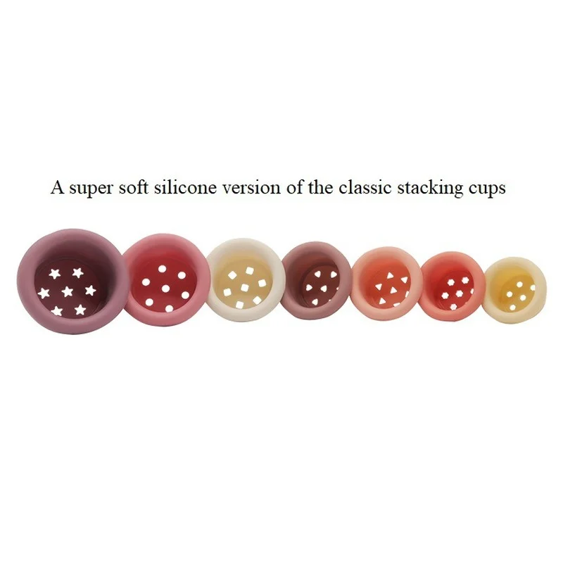 Baby Silicone Hourglass Stacking Cup Montessori Educational Toy Intelligence Gift Toys Stacking Ring Tower Toy Infant Bath Play cup stacking toys