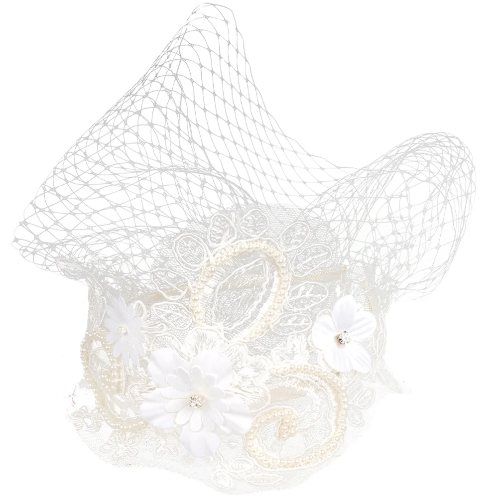 

Makeup Headband Tiara Mesh Lace Fascinator Hat Hats for Women Tea Party Veil Fascinators European American with White Miss