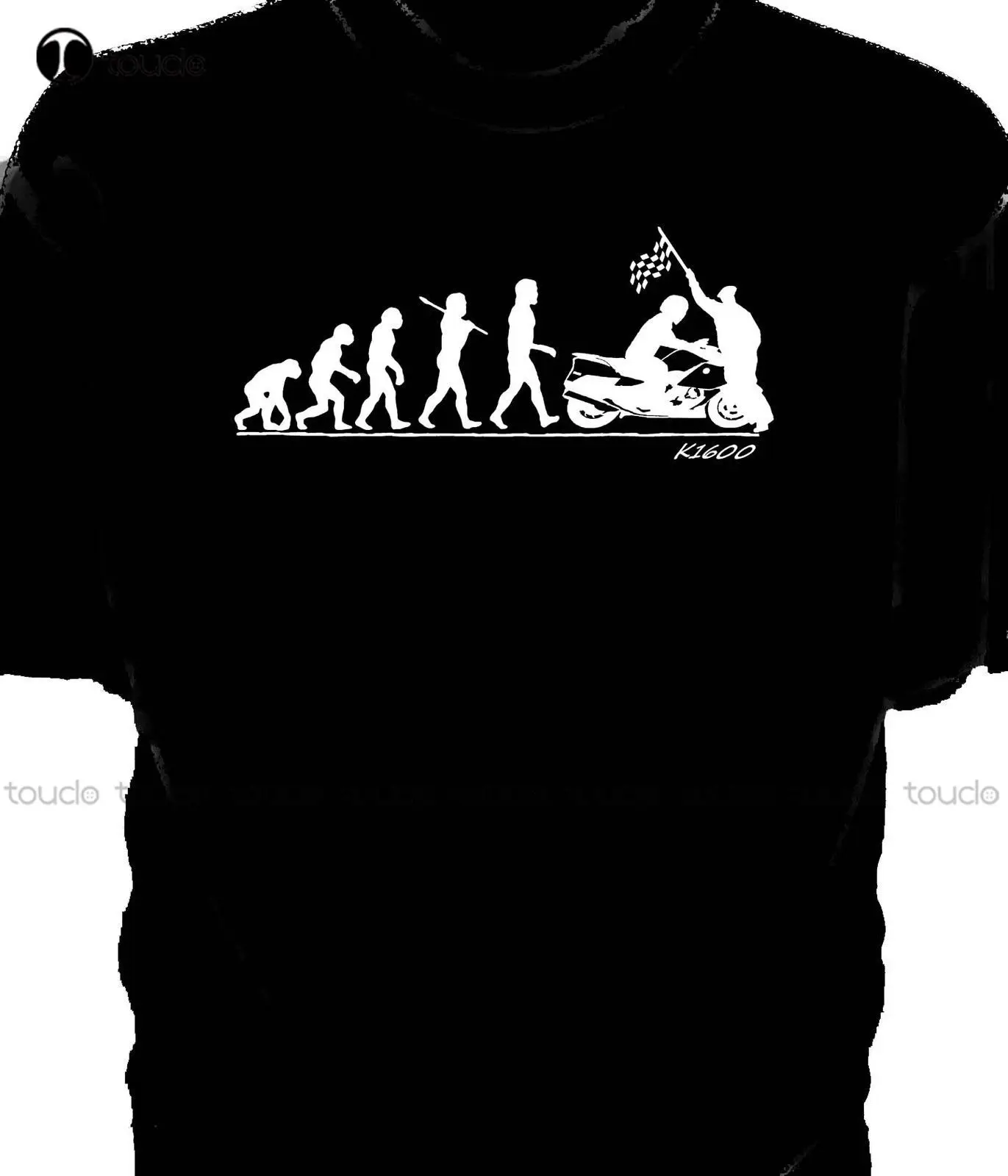 

O-Neck Male Tops & Tees 'Evolution of Man' Chequered Flag T-Shirt- Classic Germany Motorcycle K1600T Shirt Transfers