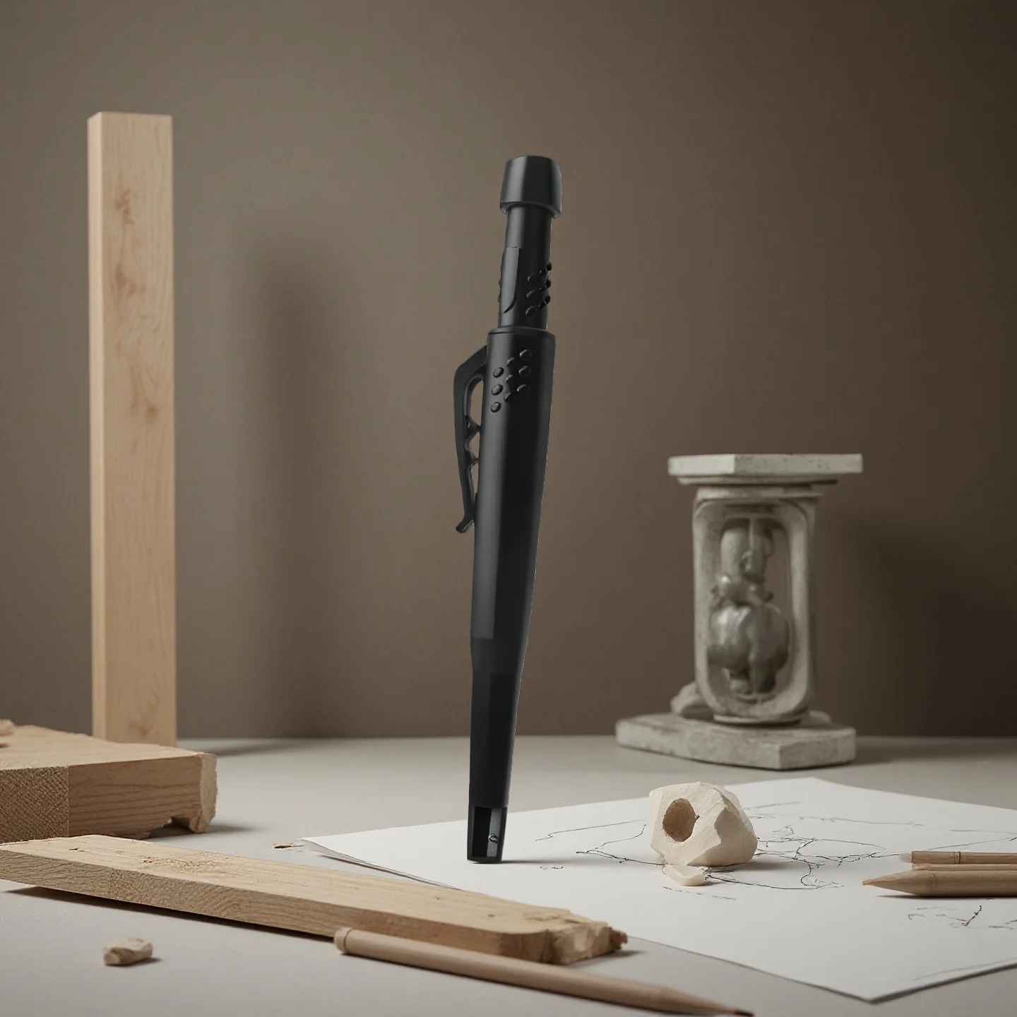 Longlife Automatischer Bleistift mit Spitzer, Metall, massiv, mit Halter, tiefes Loch, mechanischer Markerständer, Taschenclip, Werkzeug, Holzbearbeitung – Detail 6