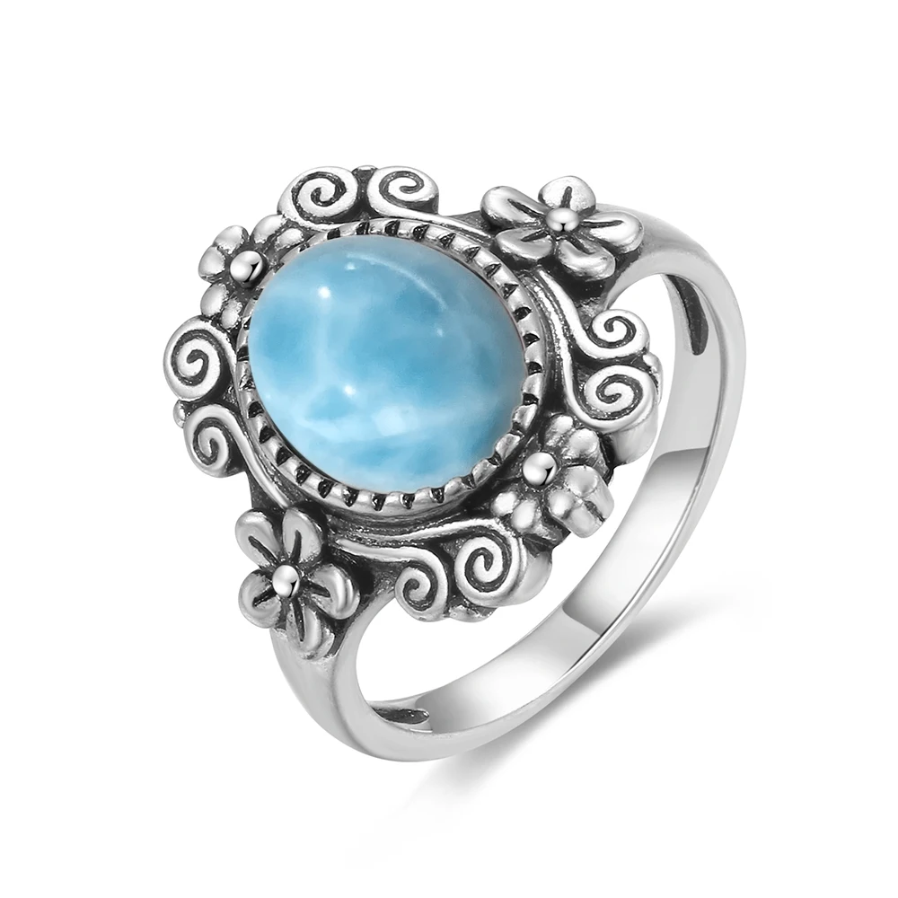 Handmade Turquoise Gemstone Sterling Silver Ring - 925 Silver
