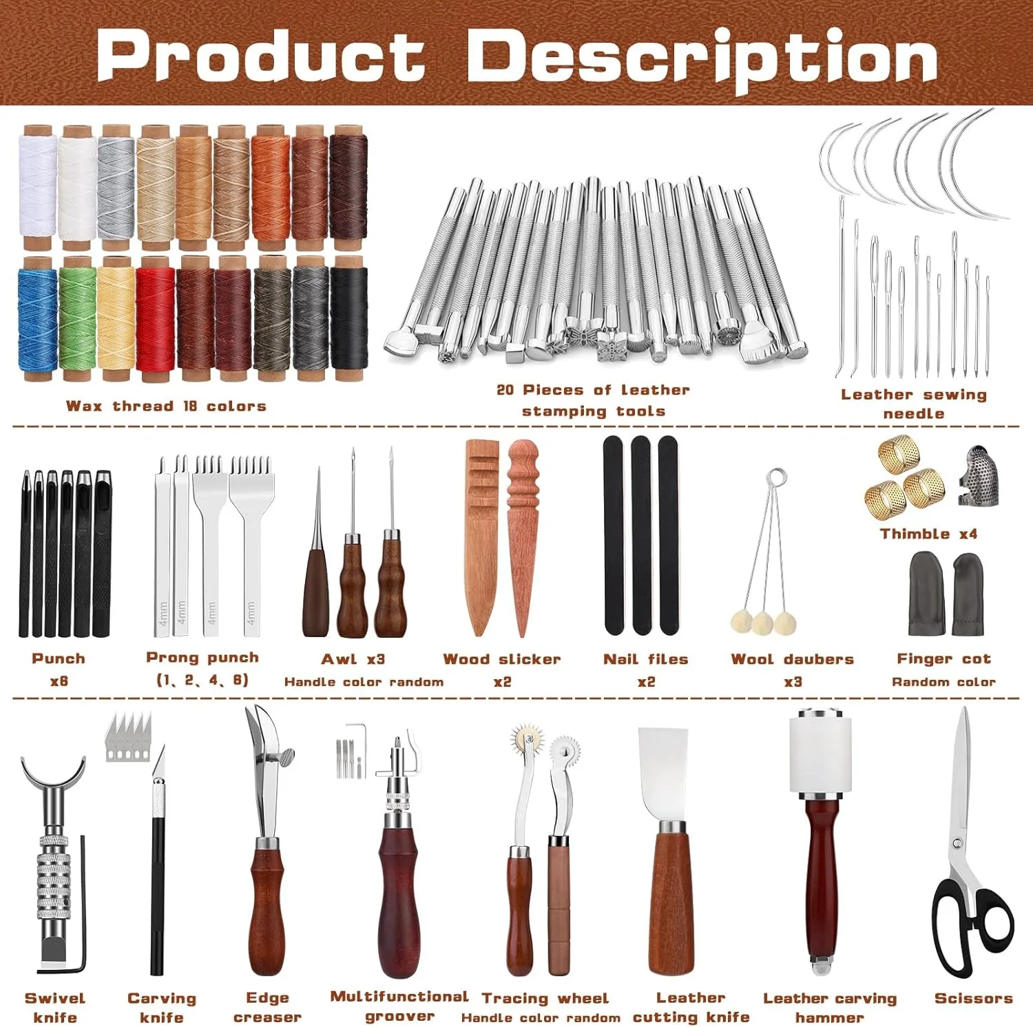 Leather Working Kit Leather Craft Tools Storage Bag Craft Making Tooling Kit for Beginners