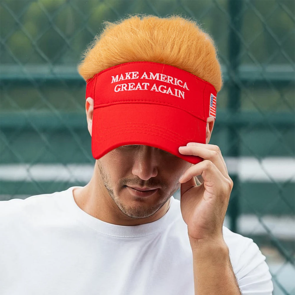 Trump 2024 Wig Hat Baseball Cap Make America Great Again Slogan Embroidered Hat Support Donald Trump President Hat with Hair 5