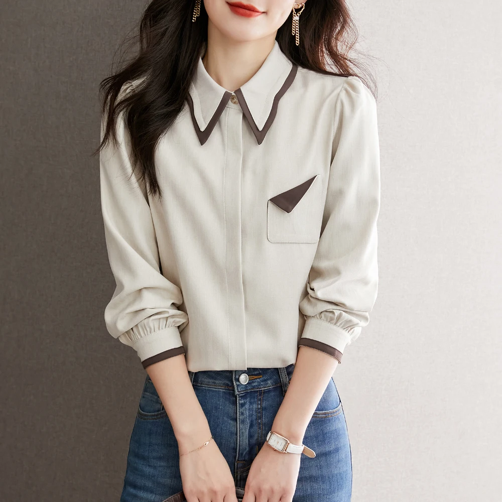 

Long Sleeve Chiffon Blouse Shirt Tops Blouse Women Blusas Mujer De Moda 2023 Turn-Down Collar Office Blouse Women Blouses Blusa