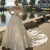 Exquisite Wedding Dresses A-Line Bridal Gowns Lace Appliques Full Sleeves High Neck Robe For Party Vestidos De Novia Customized 2