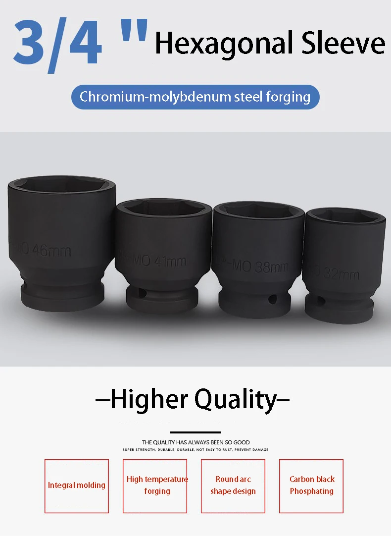 3/4 Schlags ch rauber Innen sechs kant verlängerter Sechs kant schlüssel 17-46mm Hoch leistungs buchse mechanische Kfz-Werkstatt werkzeuge – Detail 1