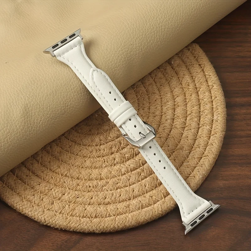 حزام جلدي نحيف لساعة أبل 11 العصابات 45 مللي متر 4...