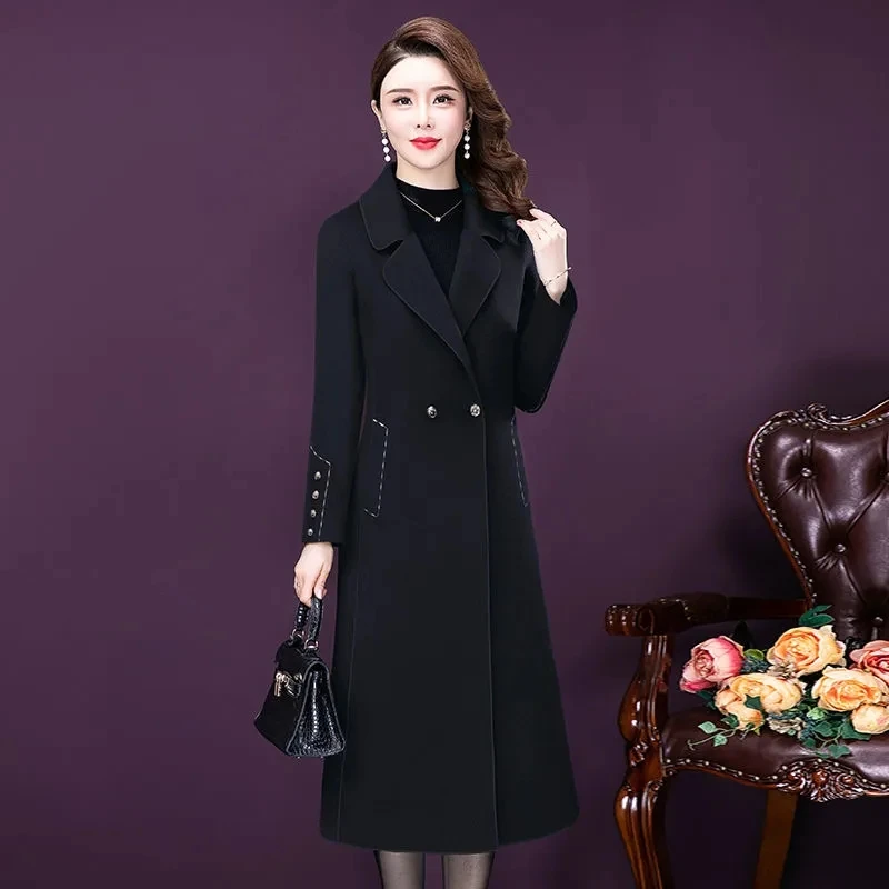 

Woolen Coats Womens 2022 Winter New Korean Fashion Temperament Waist Wool Coats Womens Large Size Long Warm Casual Parkas