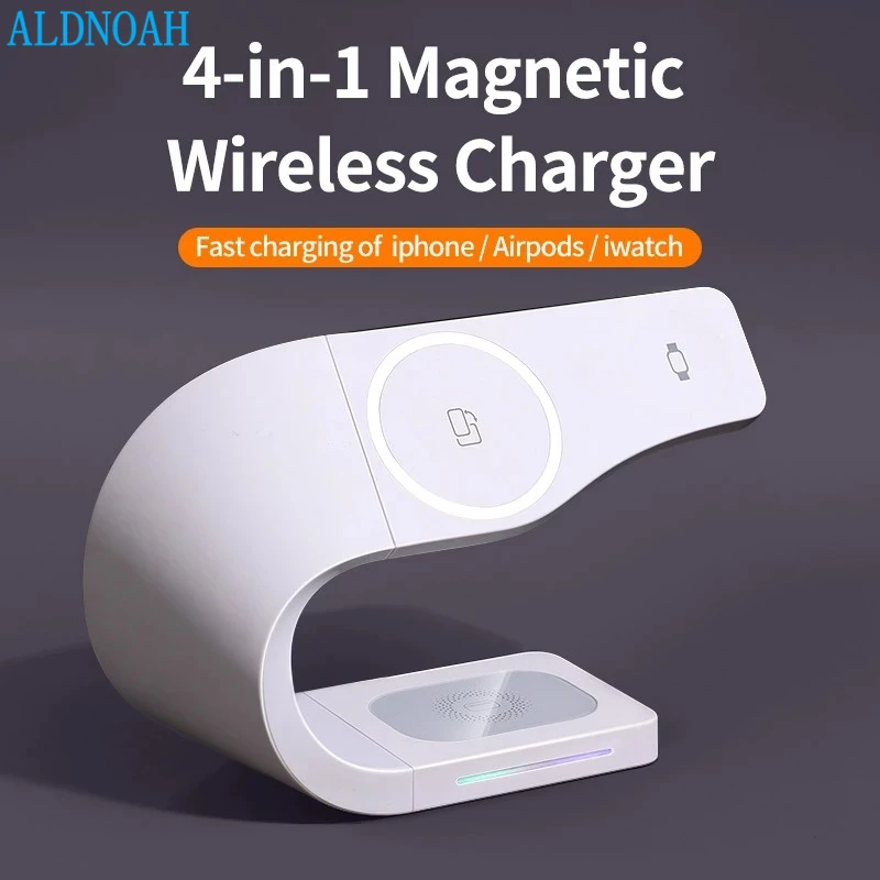 

4 in 1 Magnetic Wireless Charger Stand 15W Induction Universal Quick Charging Dock For iPhone 14 Plus 13 12 iWatch 8 7 6 AirPods