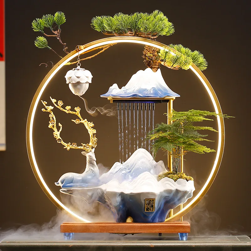 

Chinese water charm decoration creative circulating water home decoration desktop housewarming opening gift box