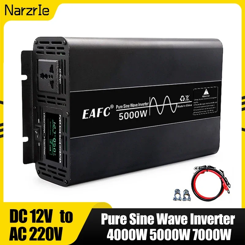 Car Inverter 4000W 5000W Pure Sine Wave Inverter Power DC 12V To AC 220V Voltage 50HZ Converter Solar for Home Outdoor RV