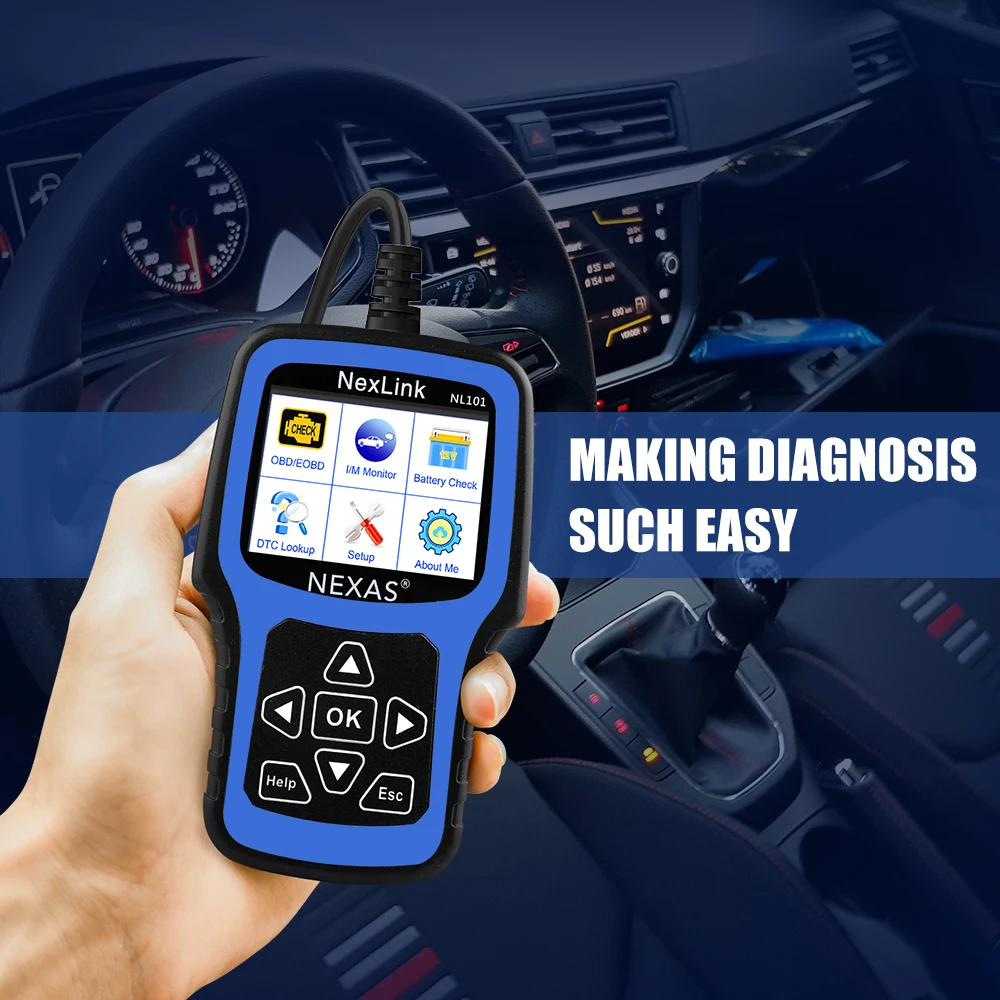 NEXAS NL101 OBD2 Scanner Diagnostic Tool with Battery Test Check Car Engine Light OBDII Function Live Data Stream Code Reader 3