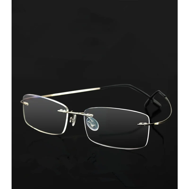 

0 To +4.0 Reading Mirror Frameless Lightweight Super Elastic Flexible Glasses Men's Business Anti-blue Presbyopic Glasses