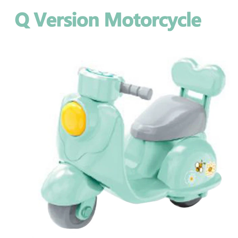 Forest Family 1/12 Green Cartoon Q Mini Pull Back Motorcycle Dollhouse Miniature Furniture Model Set Children’s Toy Girl Gift 6
