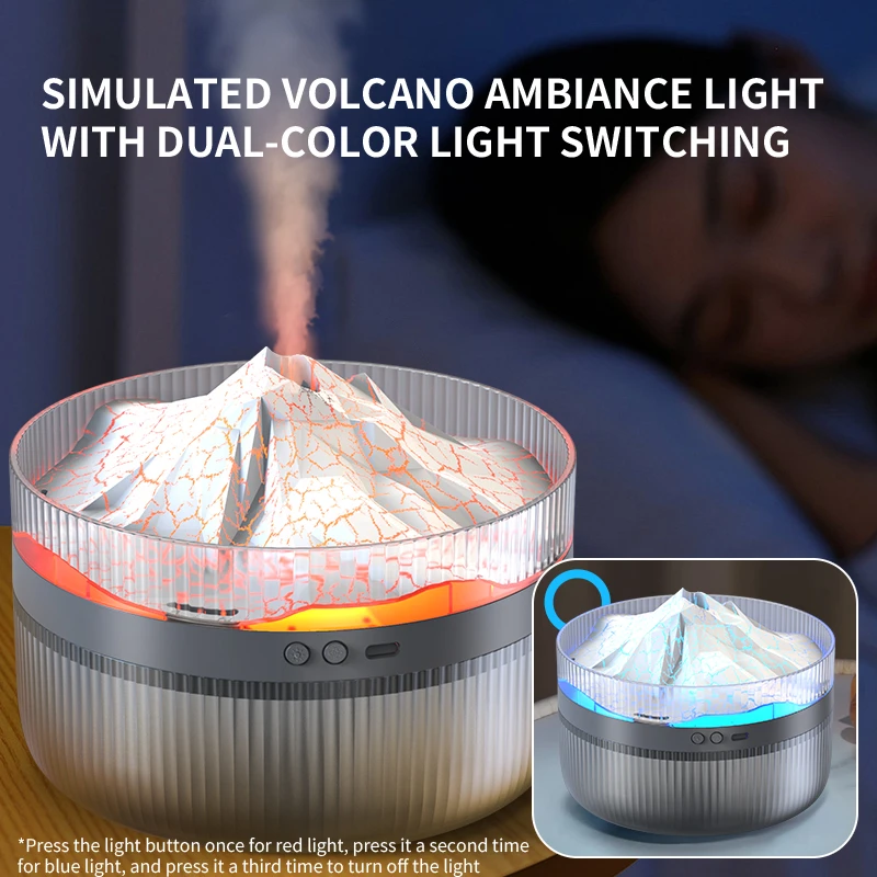 2L Car Volcano Air Humidifier Electric USB Aromatherapy Humidificadore Water Mist Diffuser Purifier Air Freshener Colorful Light