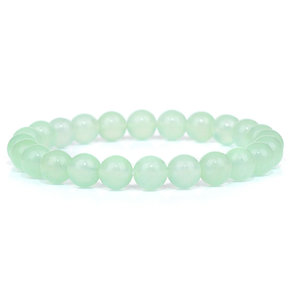 Green Beaded Natural Stone Stretch Bracelet - Healing Jewelry Gift