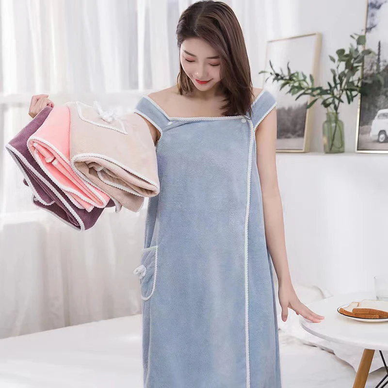 Bathroom Wearable Bathrobe Towel Dress Women Shower Female Soft Bath Towel For Adults Lady Home Textiles Bath And Sauna Towels bath towel women bathrobe pajamas
