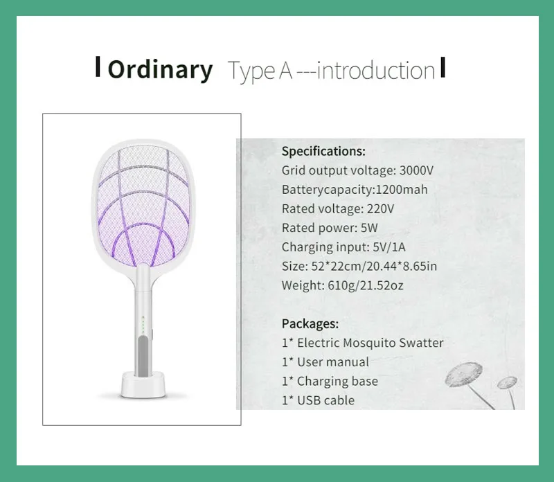 2 In 1 Fly Zapper Mosquito Racket