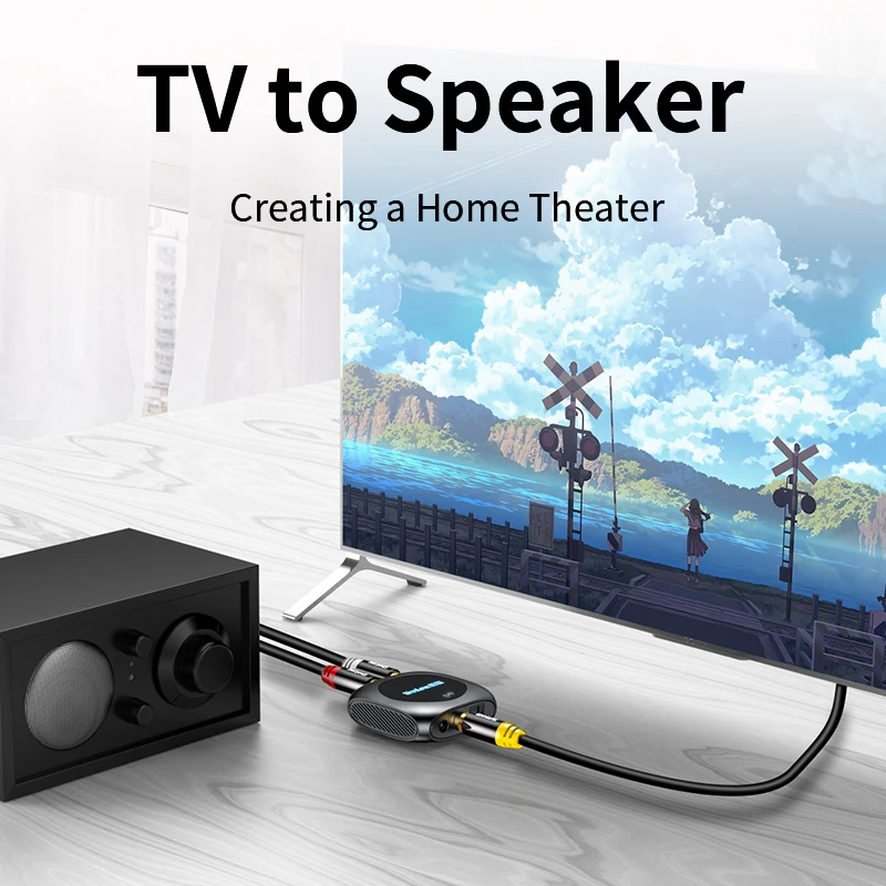 Bluetooth Audio Adapter Unnlink Coaxial Audio Converter Digital To Analog Optical Fiber SPDIF to 2RCA 3.5mm for Amplifier TV