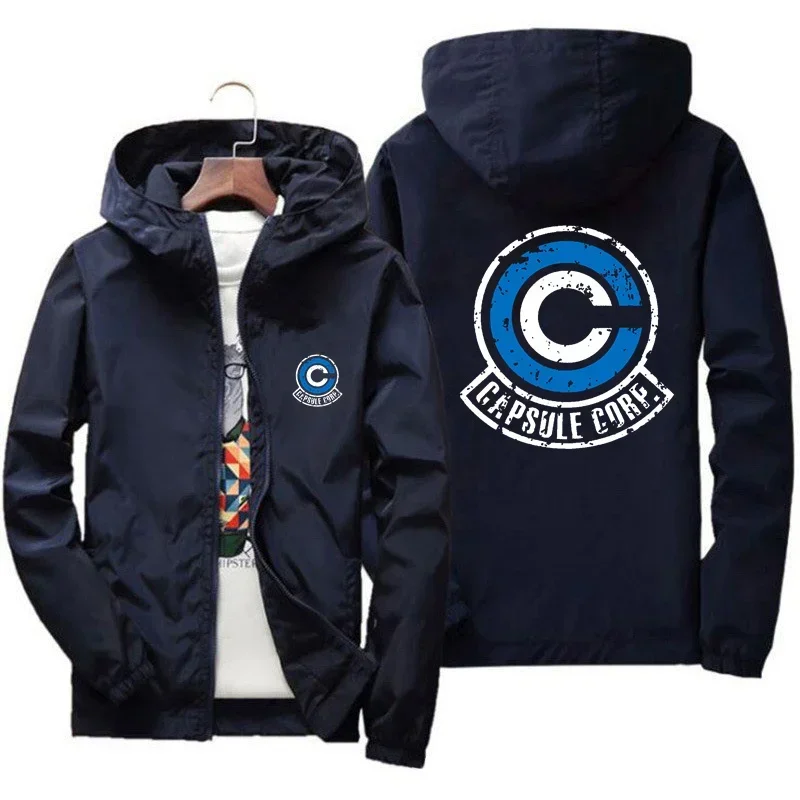 Anime Jacket Capsule Corp-Sudadera Capucha Hombre Manga Larga Abrigo Dynocaps