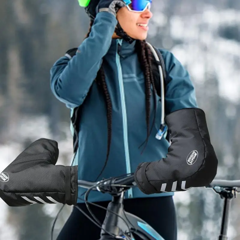 Bicycle Handlebar Warmers Mittens Winter Cycling Motorcycle Reflective Handlebar Muffs Windproof Waterproof Bike Handlebar Cover 3