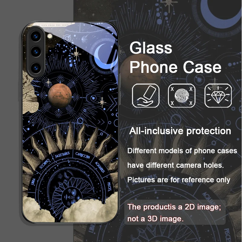 Stylish Stars and Moon Constellations Tempered Glass Phone Case