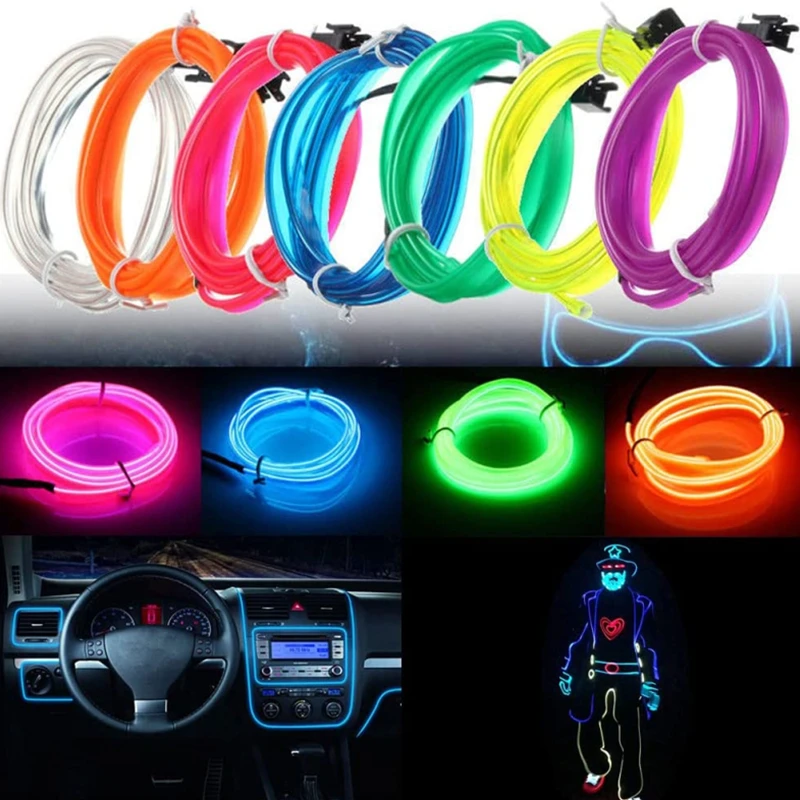 Car Environment El Wire LED USB Flexible Neon Interior Lights Assembly RGB Light For Automotive Decoration Lighting Accessories