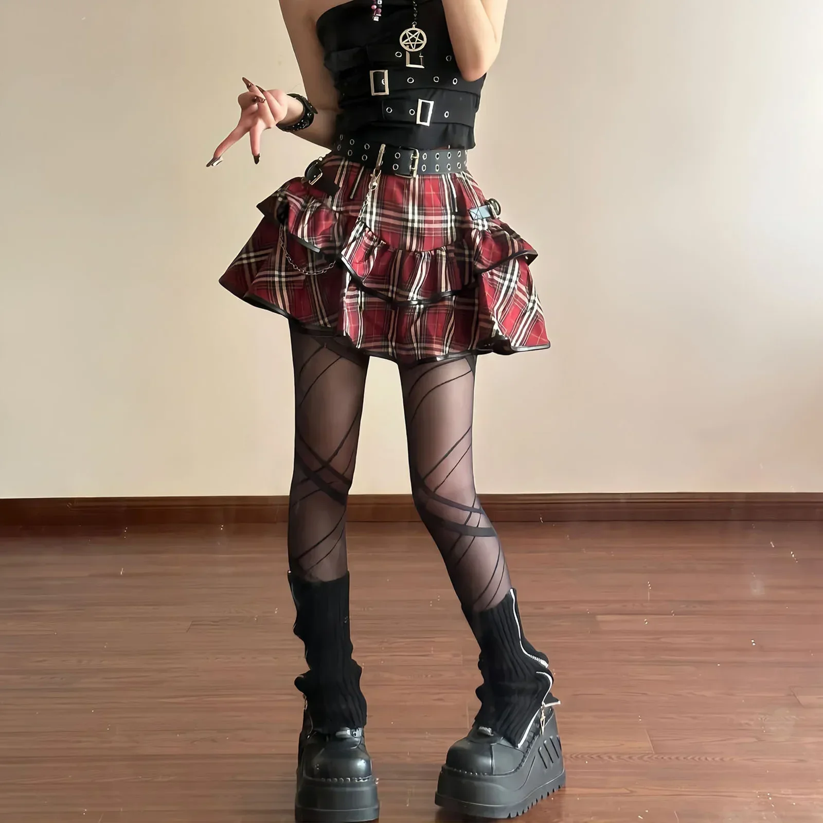 

Ruffle Cake Y2k Skater Aesthetics Ball Gown Plaid Printed Stripe Mini Skirts Korean Japanese Sweet Hot Girl Gothic Punk Skirts