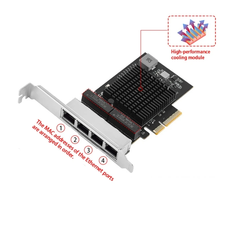 

2.5 Gigabit 4 Port PCIe RJ45 Lan 10/100/1000/2500Mbps 8125B Chip 4 Port Gigabit Networking Card Adapter For Desktop