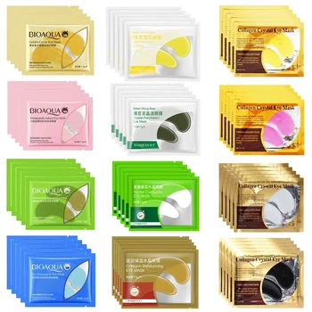골드 콜라겐 크리스탈 아이 마스크, 주름 방지 눈 패치, 미용 모이스처라이징, 안티 에이징 눈 패치, 120 개 = 60 쌍