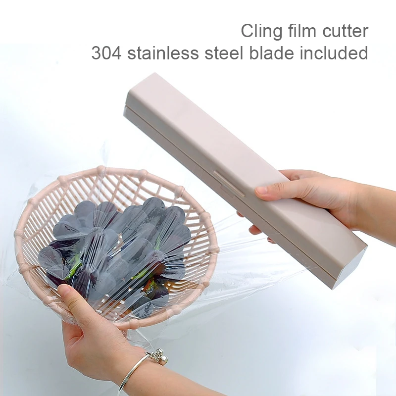 Plastic Wrap Dispenser Kitchen Tools Cling Food Wrap Cutter Dispenser Film Cutter Storage Holder Kitchen Accessories Cling Wrap