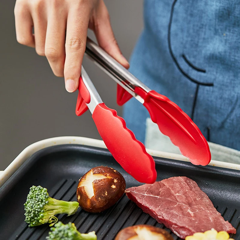 Kitchen Cooking Tongs Stainless Steel Salad Tongs BBQ Grill Tongs Silicone  Food Serving Tongs with Stand BBQ Cooking Utensils|Tongs| - AliExpress