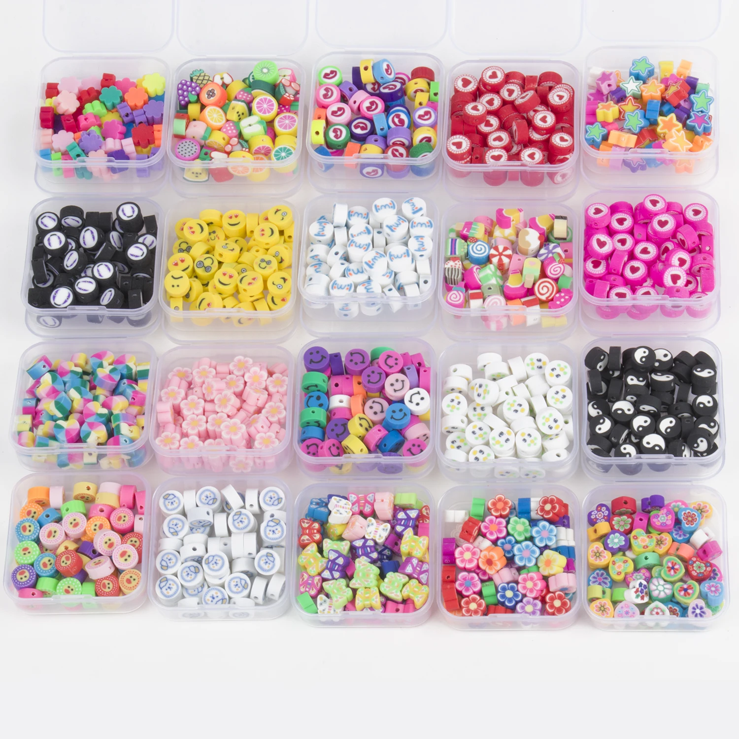 KISSITTY 1245pcs Glass Beads Kit - 15 Colors, 6.5mm Clear Round Loose Beads For DIY Jewelry Making (with Storage Box)