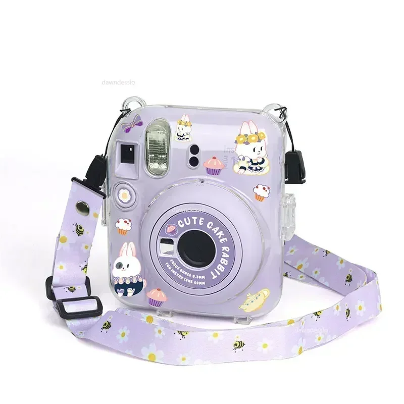 Fujifilm Instax Mini 12 Mini 11 투명 카메라 케이스 어깨 끈 보관 가방이있는 보호용 운반 가방 커버