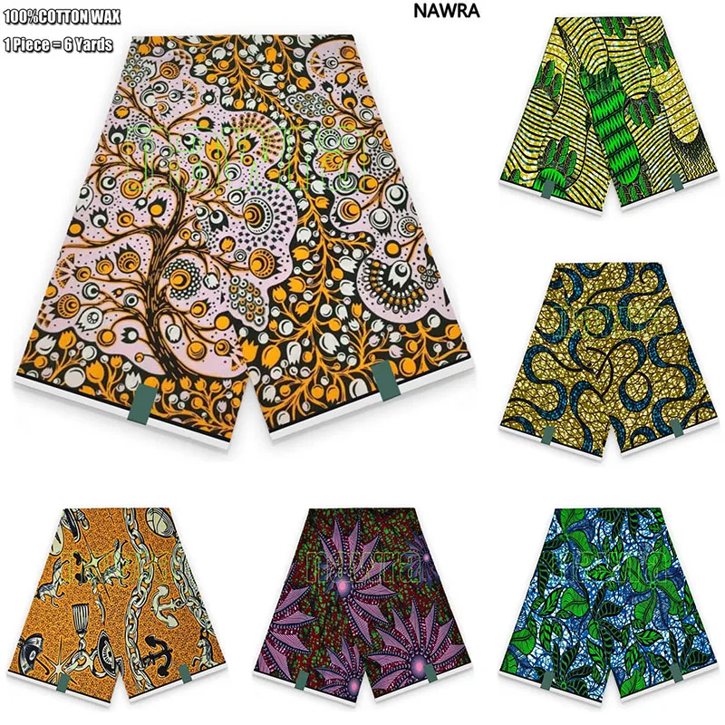 Tissu Coton Africain Imprimé Cire Ankara - 1 Yard (91x114 Cm) - Nouveau Design - 100% Coton