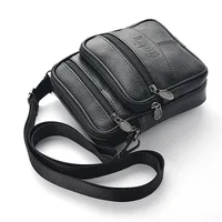 Sac à bandoulière en cuir véritable pour hommes, pochette zippée de haute qualité, sacoche d'affaires rétro pour hommes 6