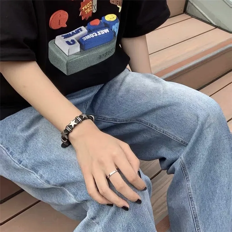 Leather Watchband Bracelet leather watchband bracelet Vintage Star Leather Watchband Bracelet for Women Sweet Cool Trend Charm Fashion Adjustable Bracelet Harajuku Y2K Jewelry Gift