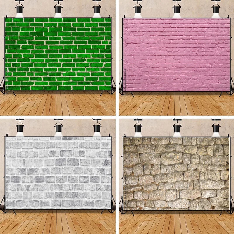 

Vinyl Custom Texture Black Brick Wall With Cracks And Defects Photography Background Portrait Photo Studio Backdrops Prop QZ-13
