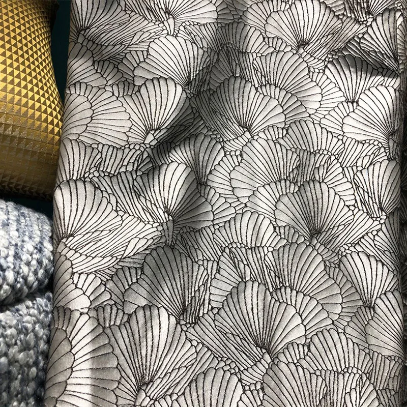 

Custom curtains high-precision jacquard American living room grey bedroom grey sliver cloth blackout curtain tulle drape C937