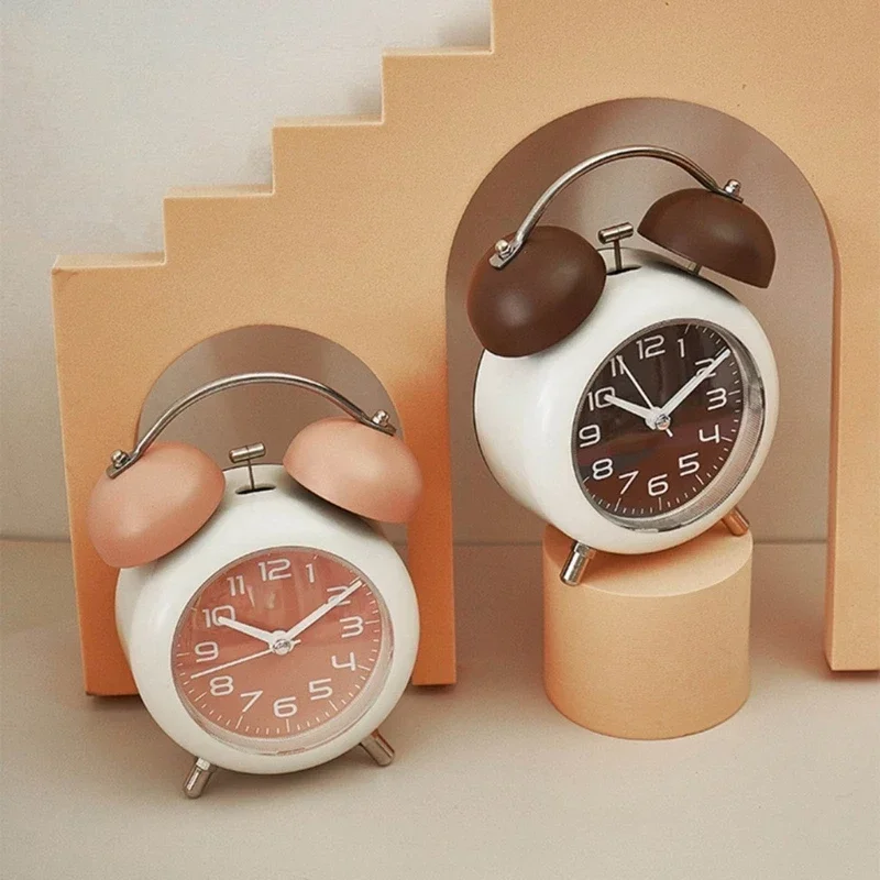 

Alarm Clock Wake Creative Student Children Mechanical Metal Ringing Digital Silent Nightlight Bedroom Desktop Clock Accessories