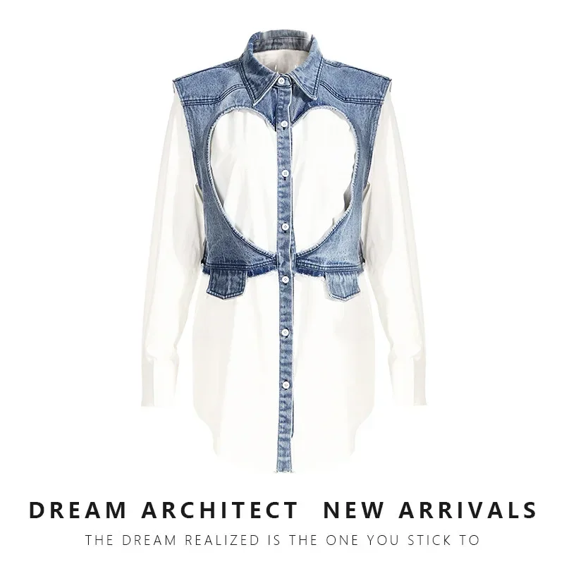 

Denim Women Suits Shirt 1 Piece Spring Cotton Formal Office Lady Business Work Wear Fashion Girl Coat Jacket Prom Dress