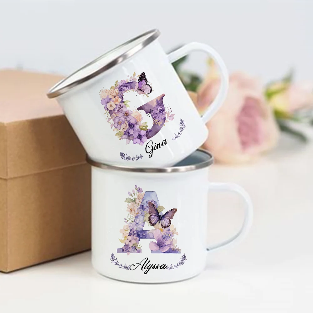 Personalized Mug Floral Initial Name Cup Custom Coffee Hot Chocolate Mugs Wedding Birthday Mothers Day Christmas Gifts for Her 1