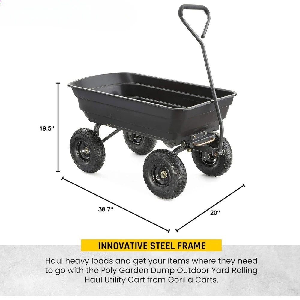 Folding Poly Garden Dump Cart – 600 lb Capacity, 10" Tires 2