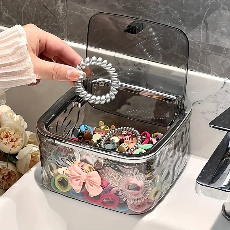 Hair Accessories Organizer Storage Box Clear Acrylic Hair Tie Organizer Headband Bows Cotton Swab Organization Bathroom