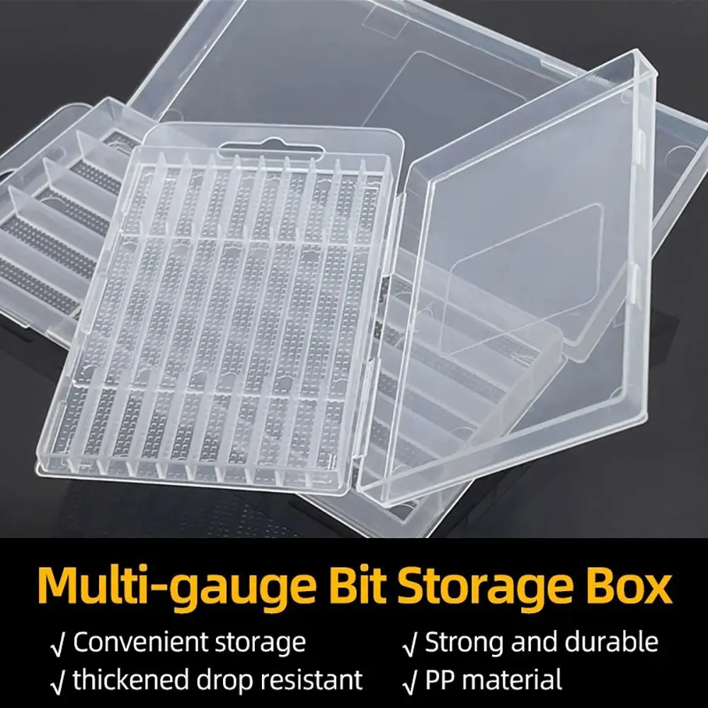 Tool Storage Box 1Pcs Plastic Drill Bits Storage 5/10 Holes Multi-gauge Tool Parts Clear Hardware