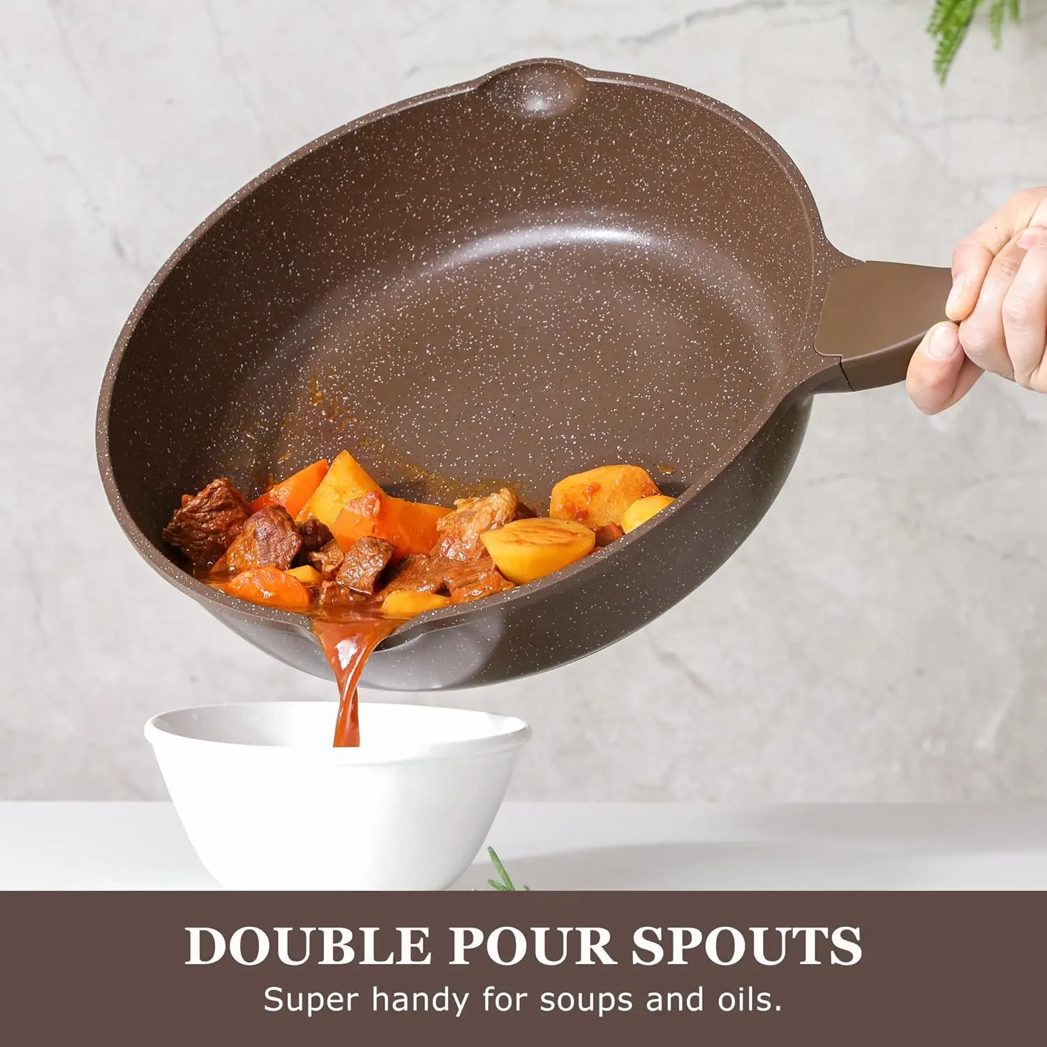 Nonstick Deep Frying  Skillet, 12-inch Saute Pan with Lid, Stay-Cool Handle, Chef  Healthy Cookware Cooking w 4